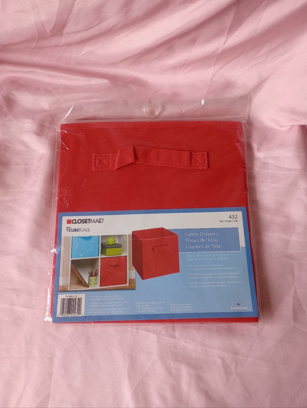 closetmaid 432 cubeicals fabric drawer, red 27cm X X28cm